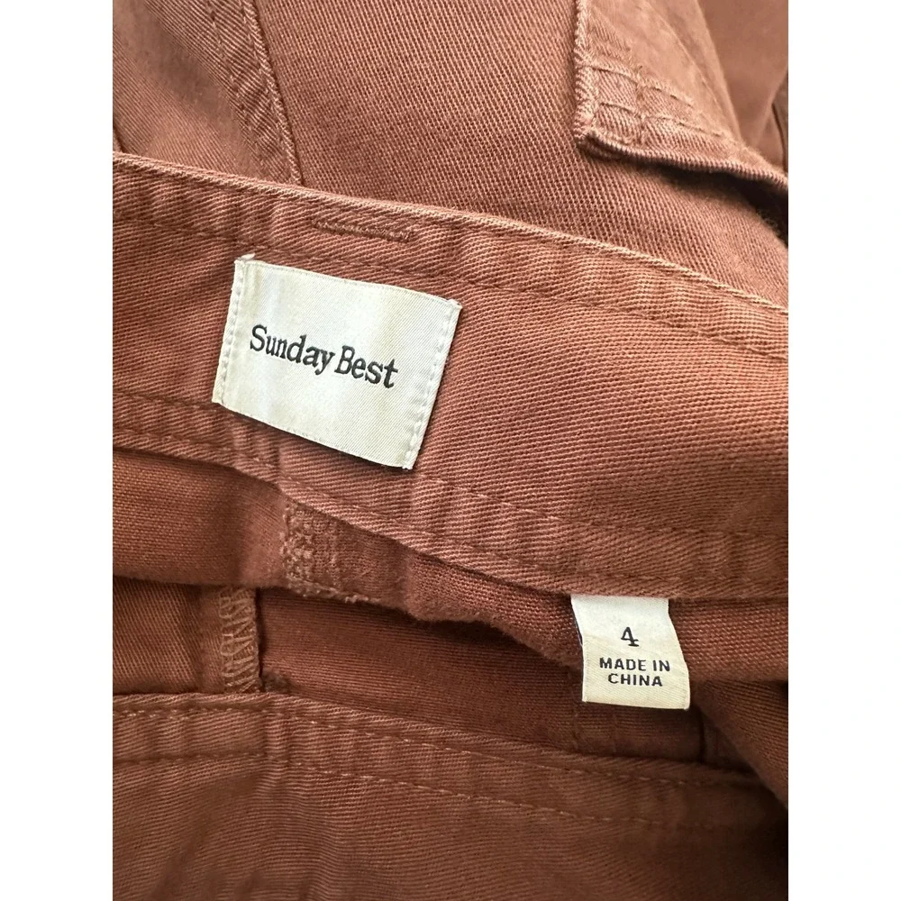 Aritzia Sunday Best Cognac Brown Cotton New Oscar Carpenter Utility Pants Size 4
